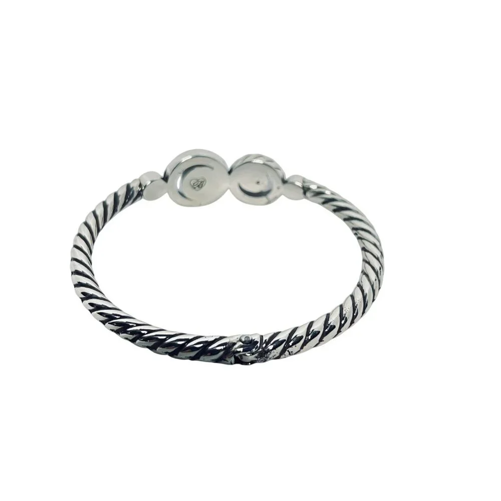 Brighton Halo Silver Tone Blue And Purple Hinged Bangle Bracelet (5935-1-2-3) - Picture 5 of 8